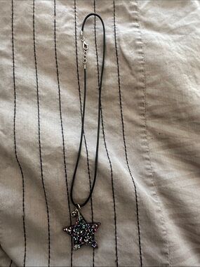 Star Pendant Necklace with Multicolor Glitter - Women Jewelry